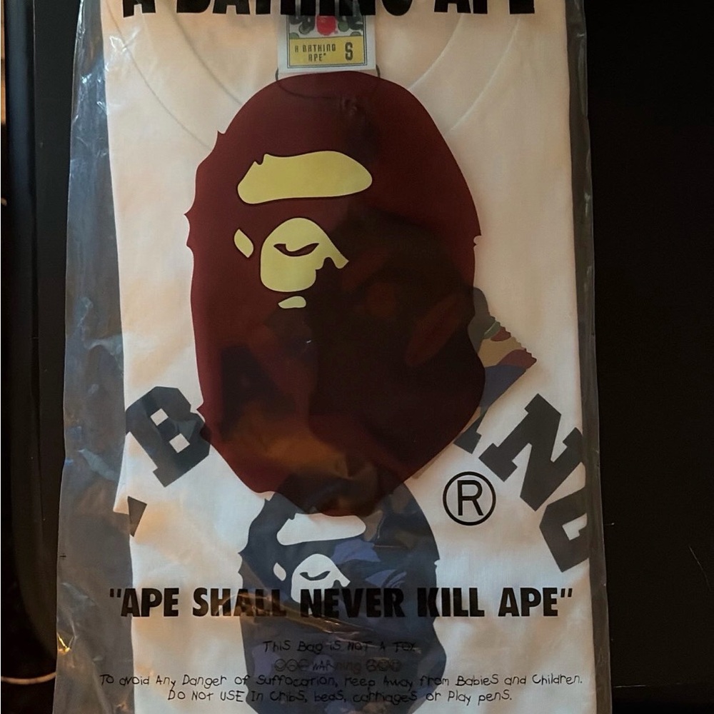 Bape White and Brown Graphic T-Shirt